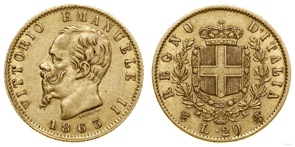 Włochy, 20 lirów, 1863 T - BN