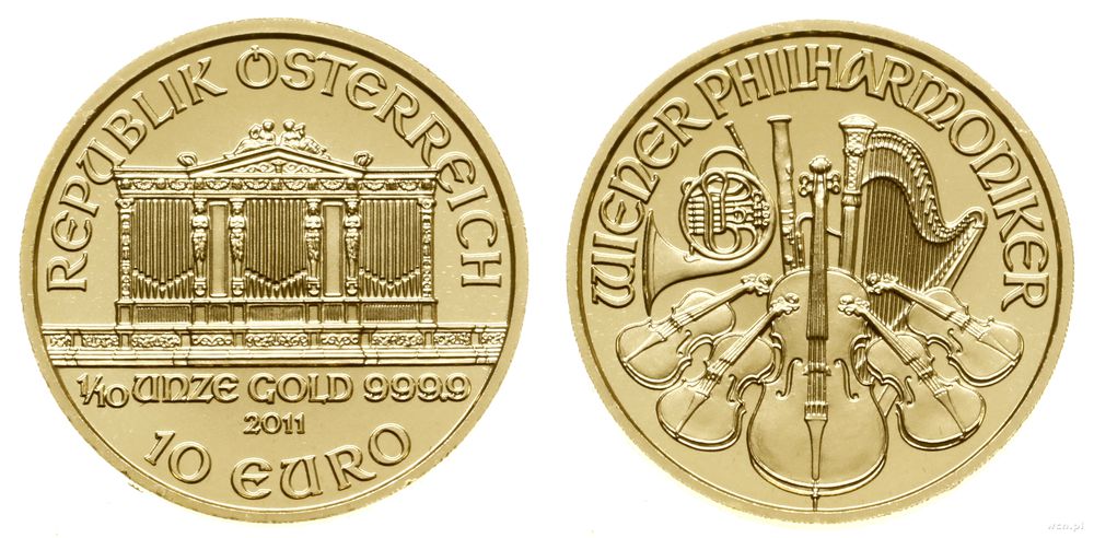 Austria, 10 euro = 1/10 uncji, 2011