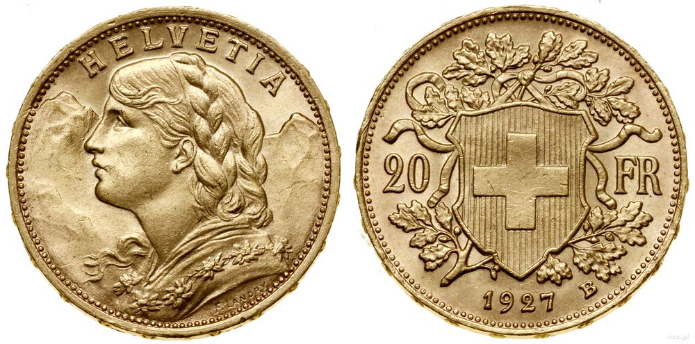 20 Franków, 1927 B, Szwajcaria