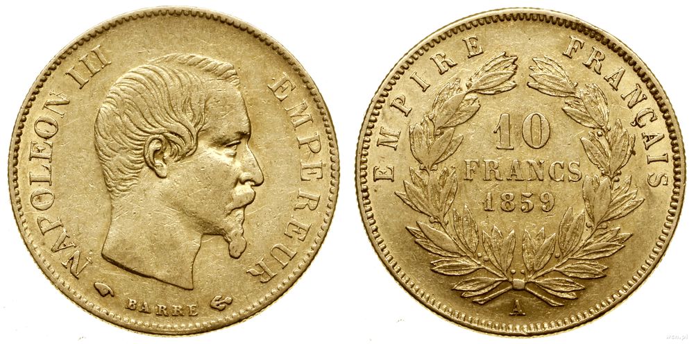 Francja, 10 franków, 1859 A