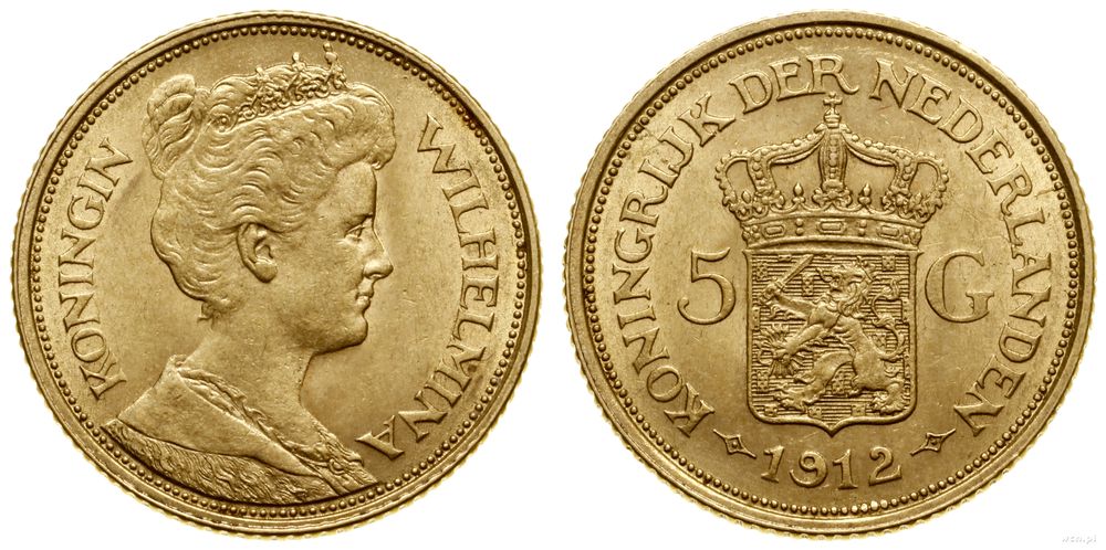 Niderlandy, 5 guldenów, 1912