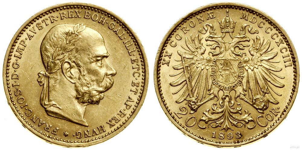 Austria, 20 koron, 1893