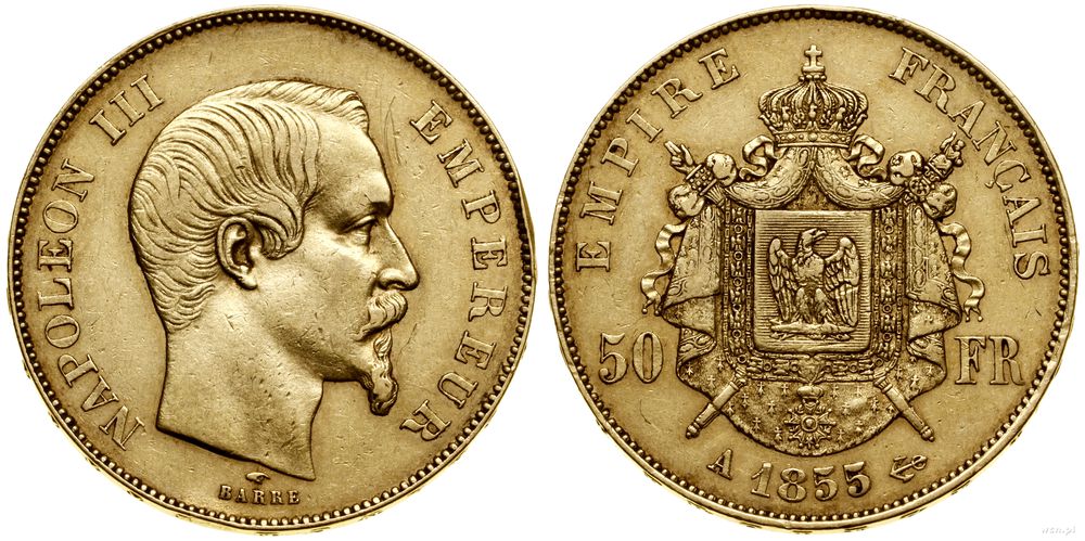 Francja, 50 franków, 1855 A