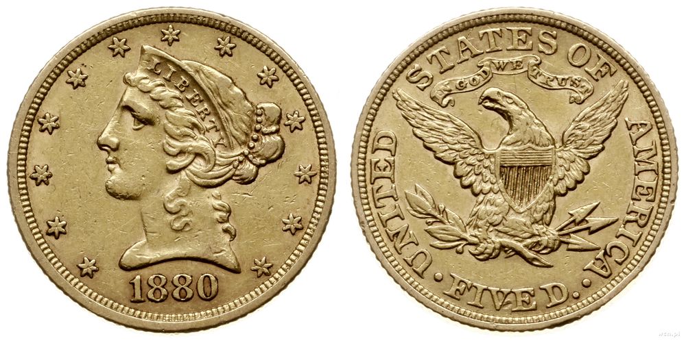 Stany Zjednoczone Ameryki (USA), 5 dolarów, 1880