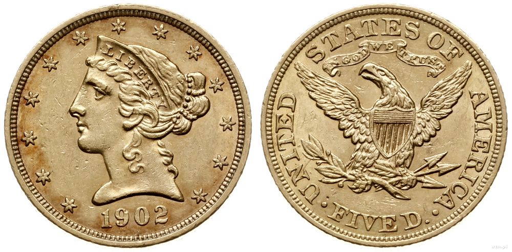 Stany Zjednoczone Ameryki (USA), 5 dolarów, 1902