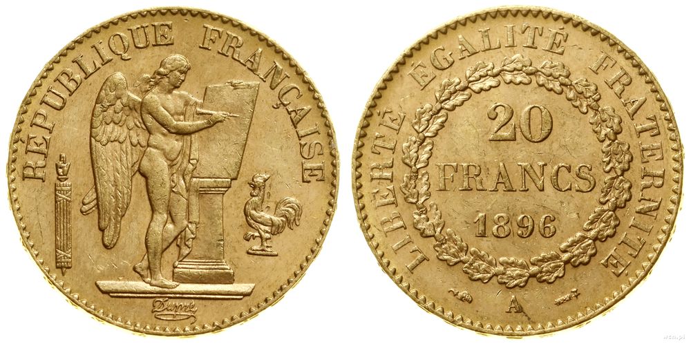 Francja, 20 franków, 1896