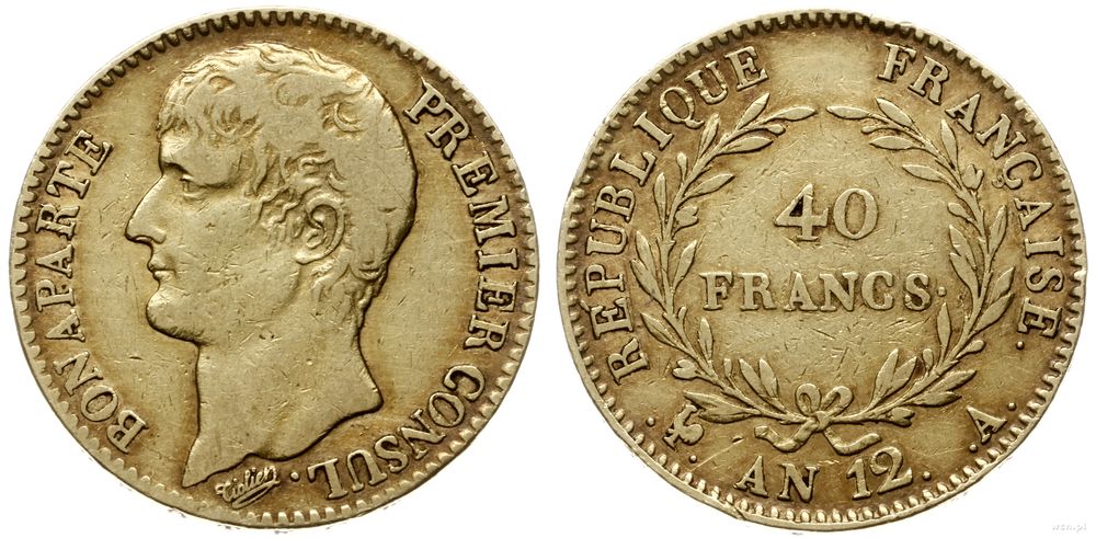 Francja, 40 franków, AN 12 (1803/4) A
