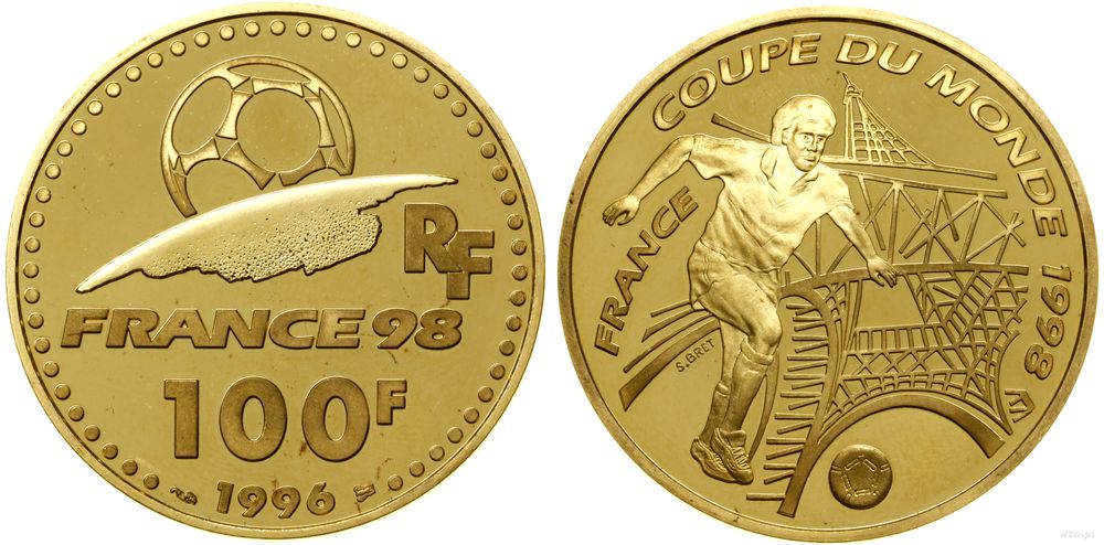 Francja, 100 franków = 1/2 uncji, 1996