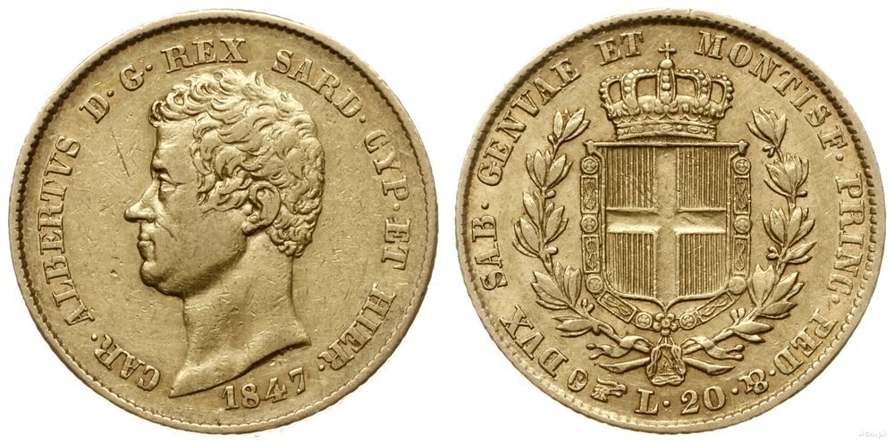 Włochy, 20 lirów, 1847