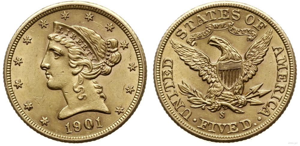 Stany Zjednoczone Ameryki (USA), 5 dolarów, 1901 S