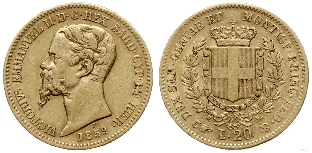 Włochy, 20 lirów, 1859