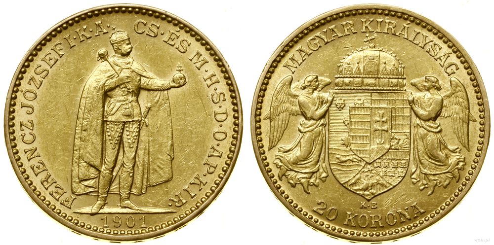 Węgry, 20 koron, 1901 KB