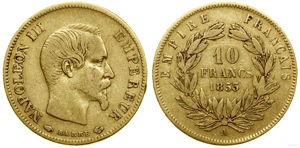 Francja, 10 franków, 1855 A