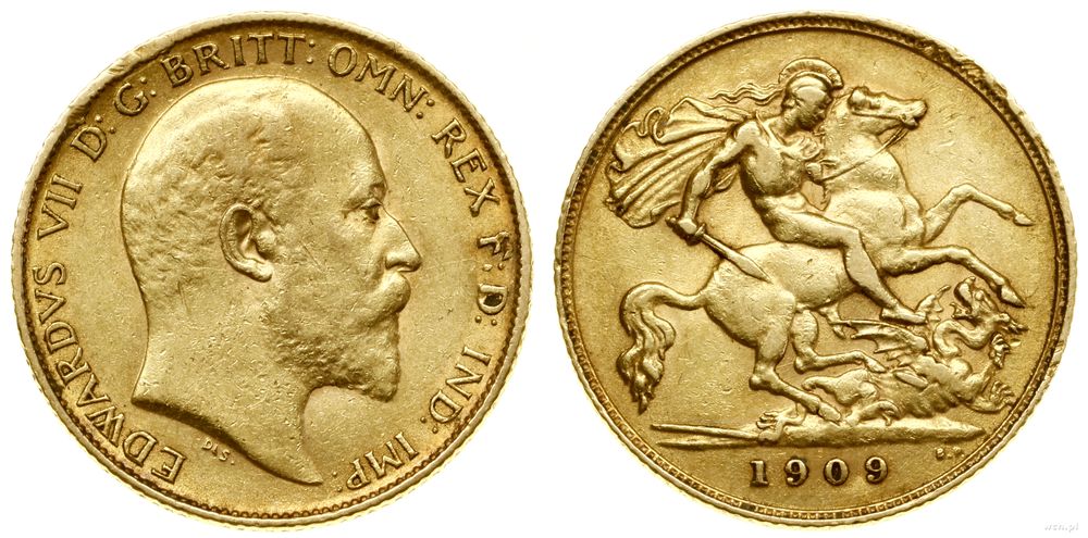 Wielka Brytania, 1/2 funta (1/2 sovereign), 1909