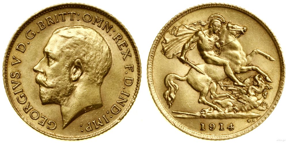 Wielka Brytania, 1/2 funta (1/2 sovereign), 1914