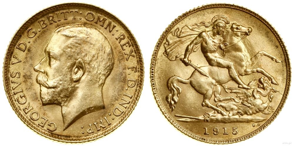 Wielka Brytania, 1/2 funta (1/2 sovereign), 1915