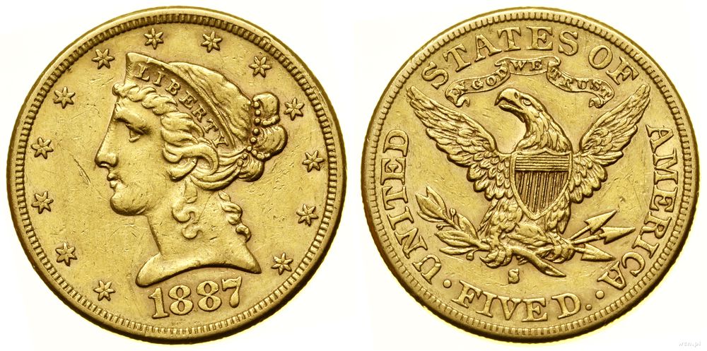 Stany Zjednoczone Ameryki (USA), 5 dolarów, 1887 S