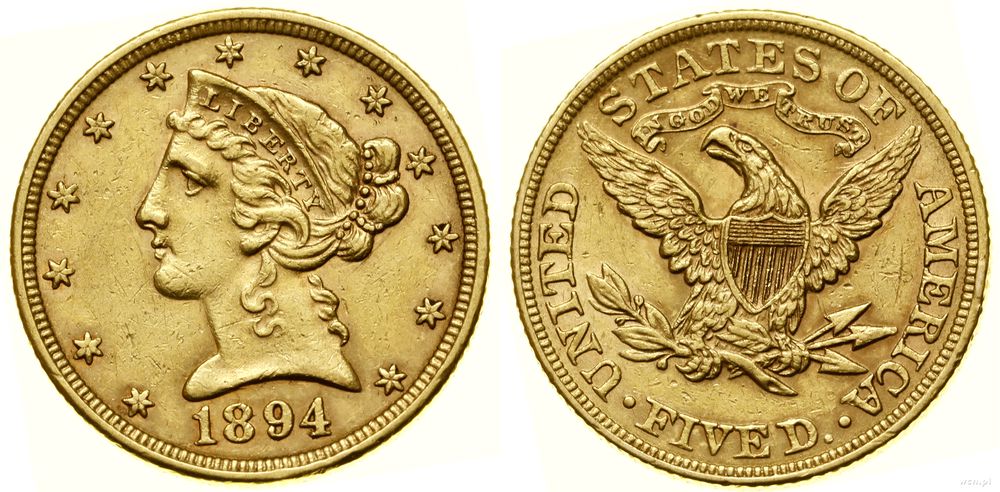 Stany Zjednoczone Ameryki (USA), 5 dolarów, 1894