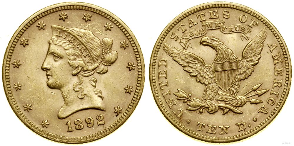 Stany Zjednoczone Ameryki (USA), 10 dolarów, 1892