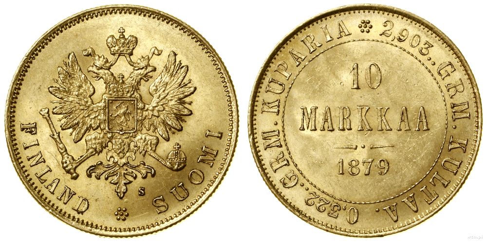 Finlandia, 10 marek (10 markkaa), 1879 S