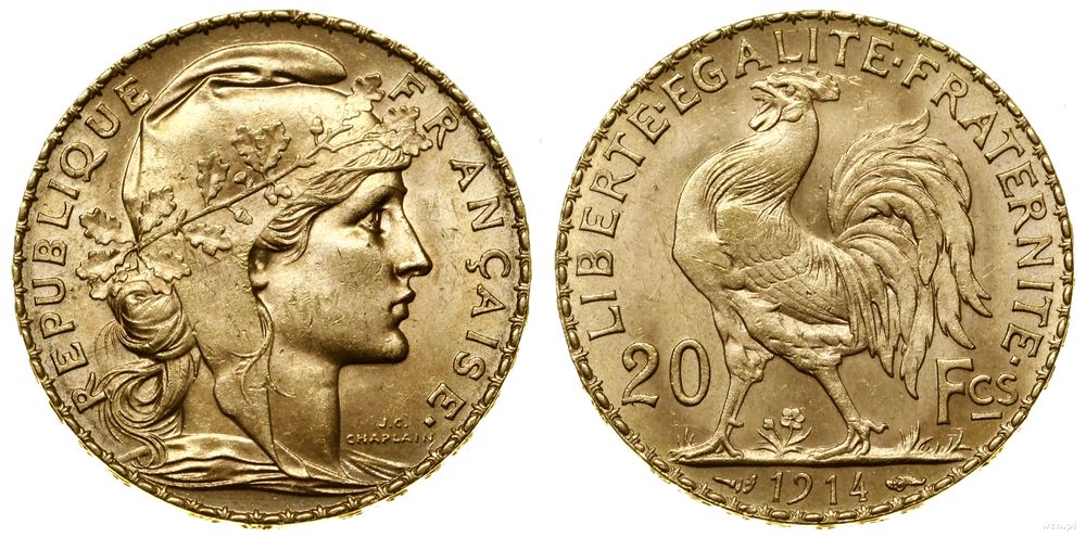 Francja, 20 franków, 1914