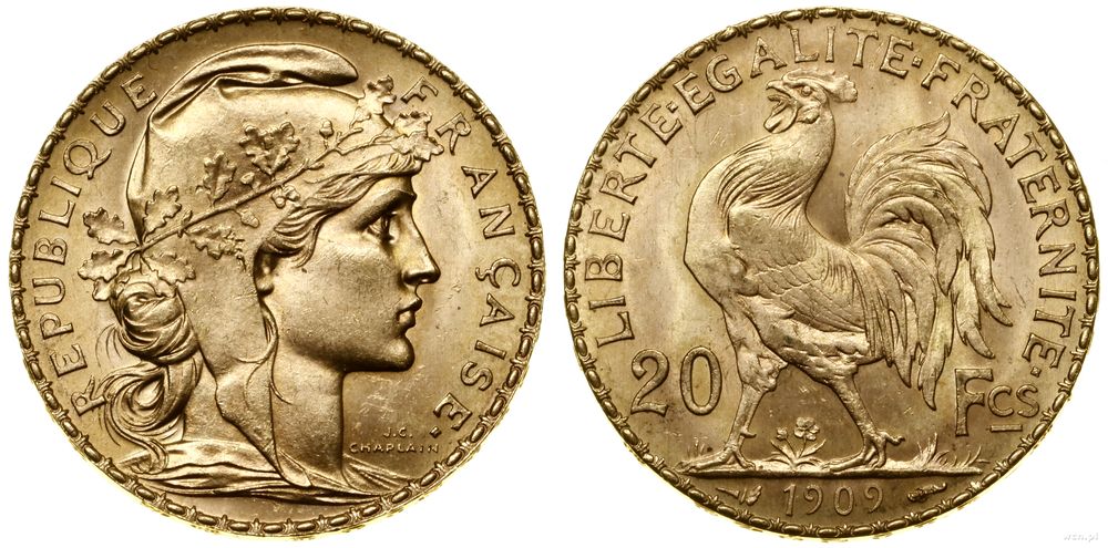 Francja, 20 franków, 1909