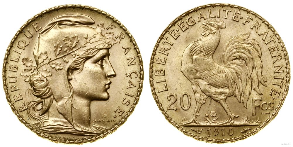 Francja, 20 franków, 1910