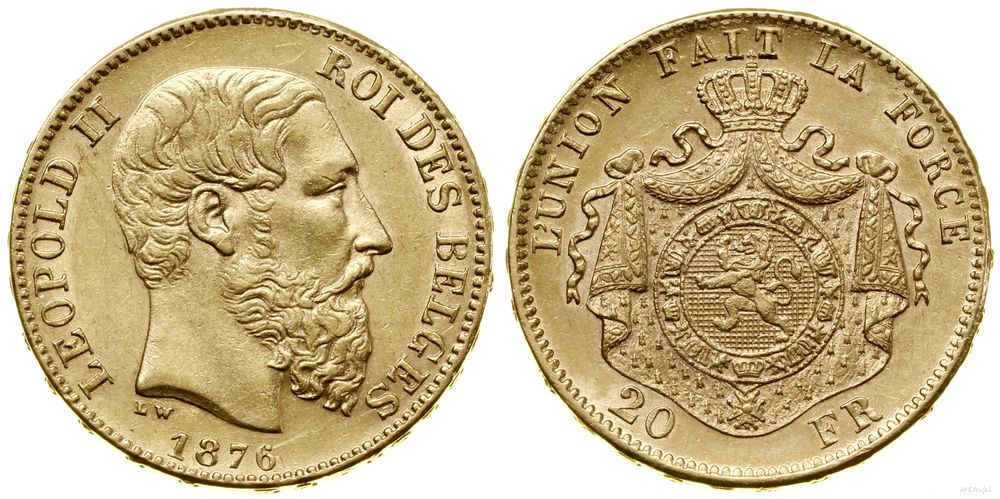 Belgia, 20 franków, 1876