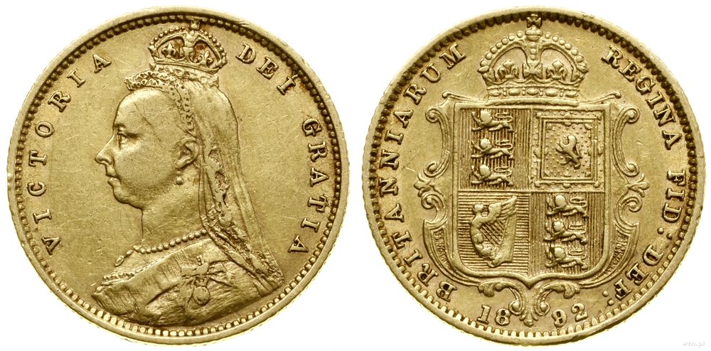 Wielka Brytania, 1/2 funta (1/2 sovereign), 1892