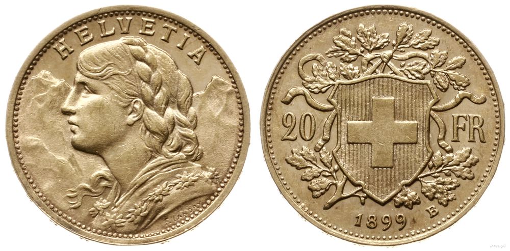 Szwajcaria, 20 franków, 1899 B