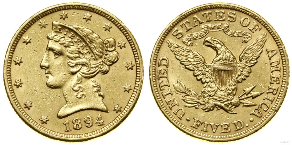 Stany Zjednoczone Ameryki (USA), 5 dolarów, 1894