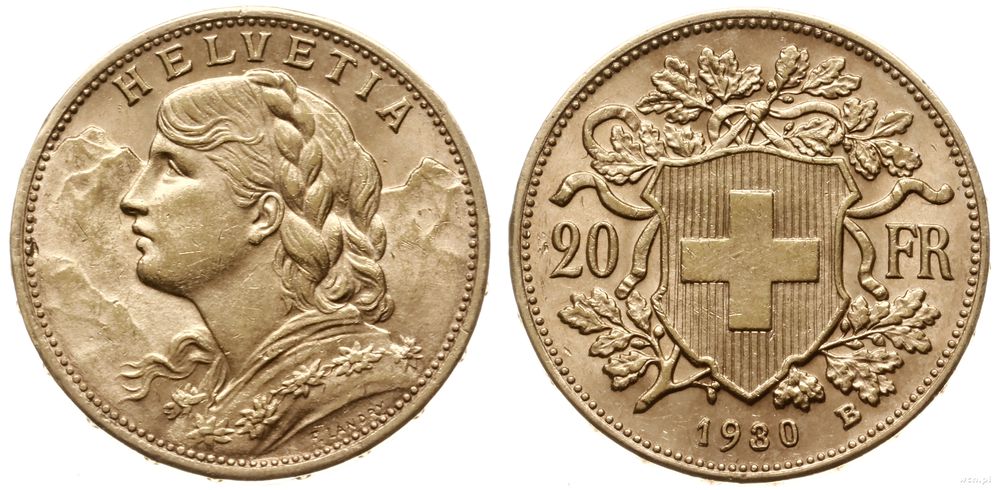 Szwajcaria, 20 franków, 1930 B
