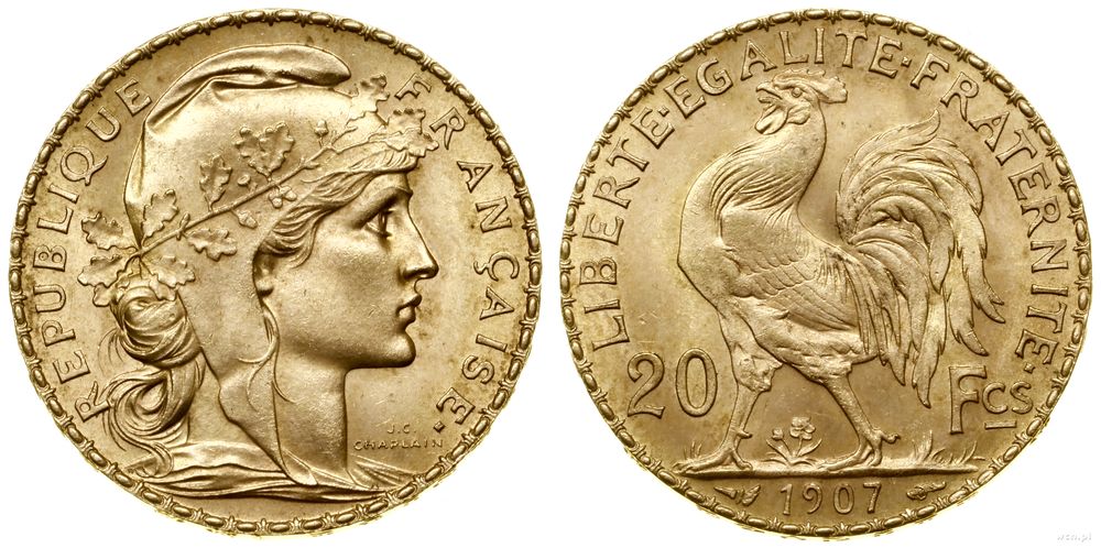 Francja, 20 franków, 1907