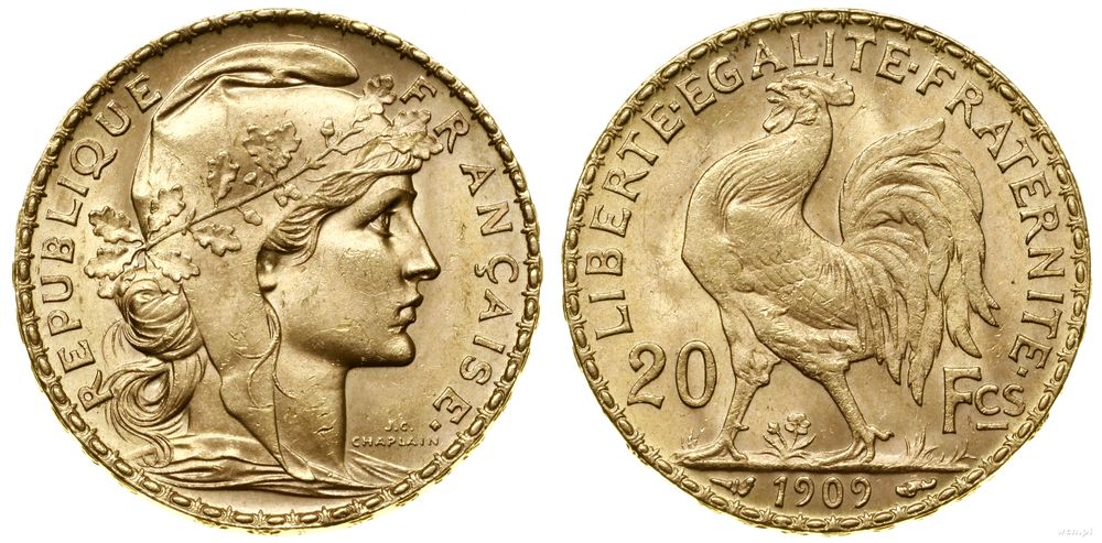 Francja, 20 franków, 1909