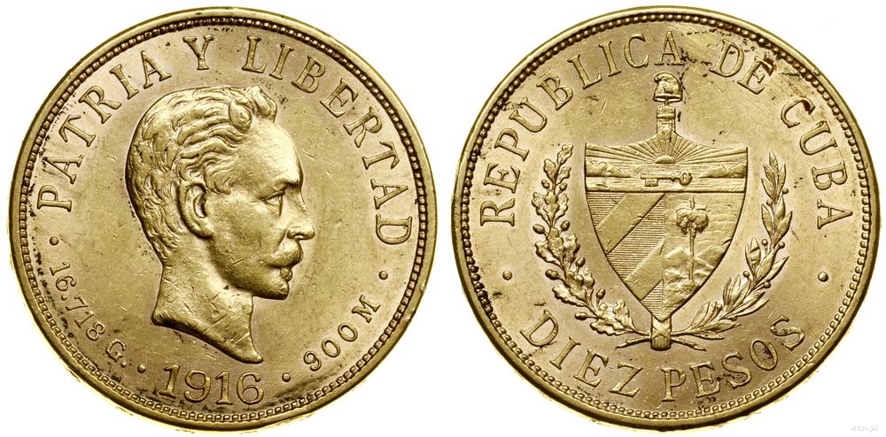 Kuba, 10 peso, 1916