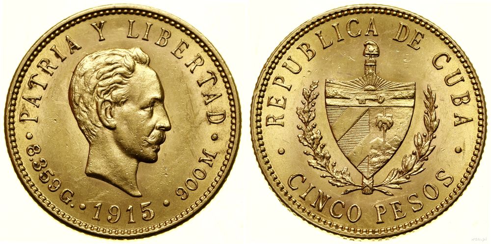 Kuba, 5 peso, 1915