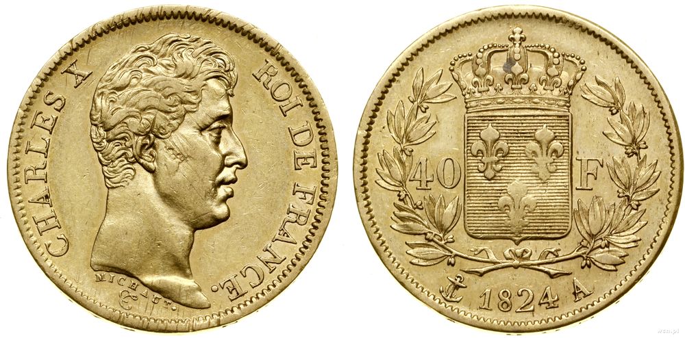 Francja, 40 franków, 1824 A