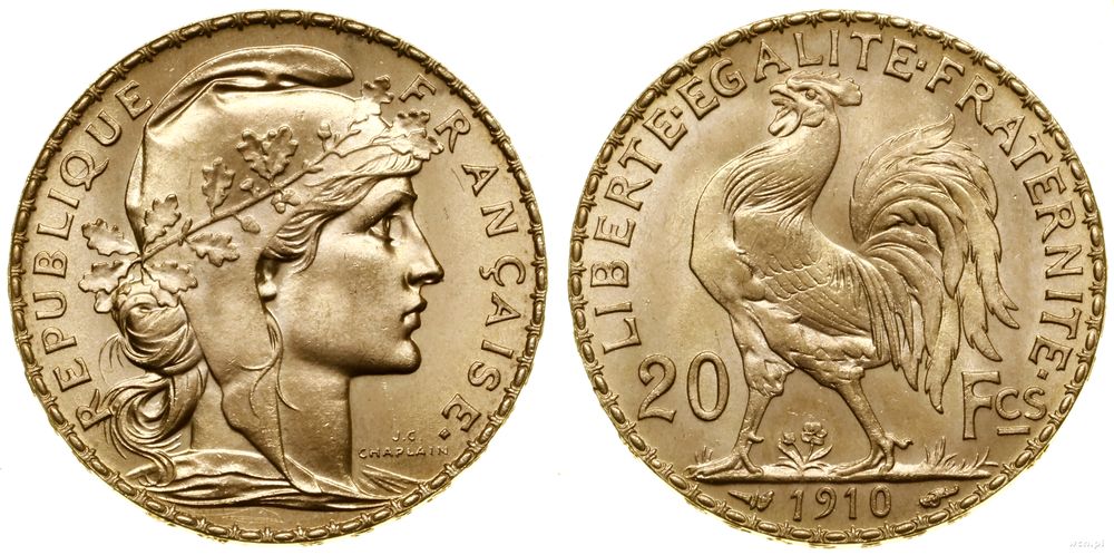 Francja, 20 franków, 1910