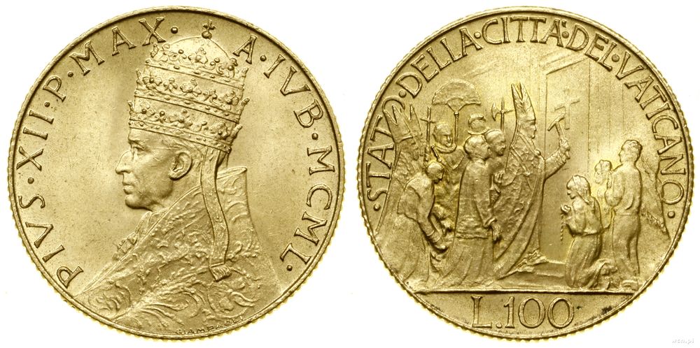 Watykan (Państwo Kościelne), 100 lirów, 1950