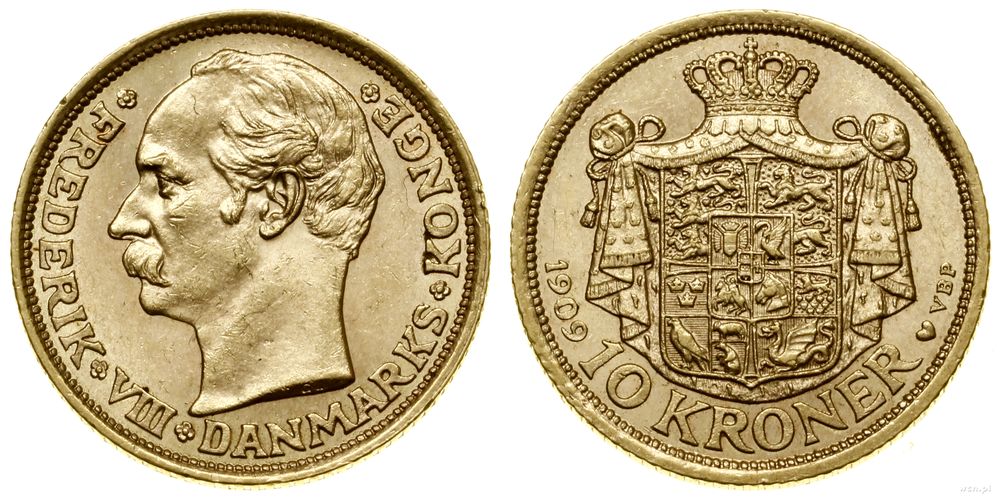 Dania, 10 koron, 1909 VBP