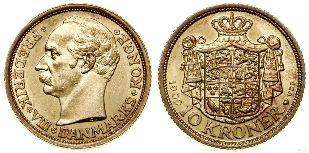 Dania, 10 koron, 1909 VBP