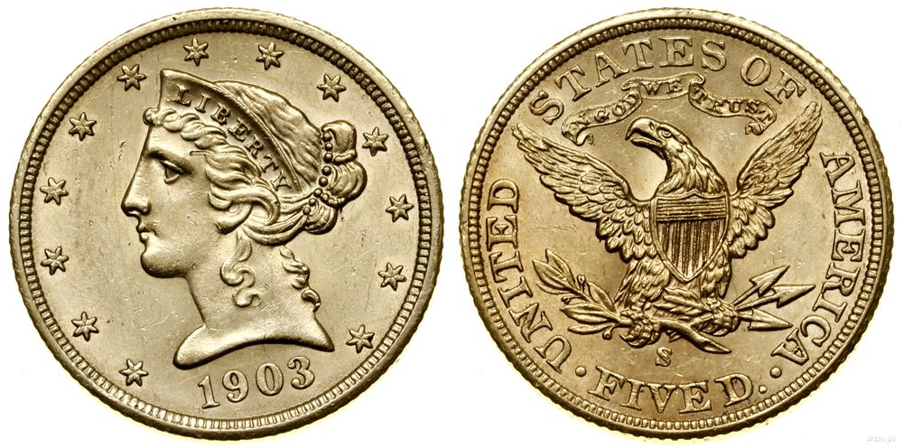 Stany Zjednoczone Ameryki (USA), 5 dolarów, 1903 S