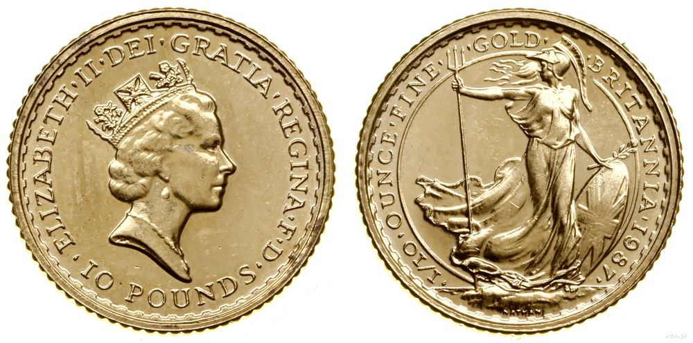 Wielka Brytania, 10 funtów = 1/10 uncji, 1987