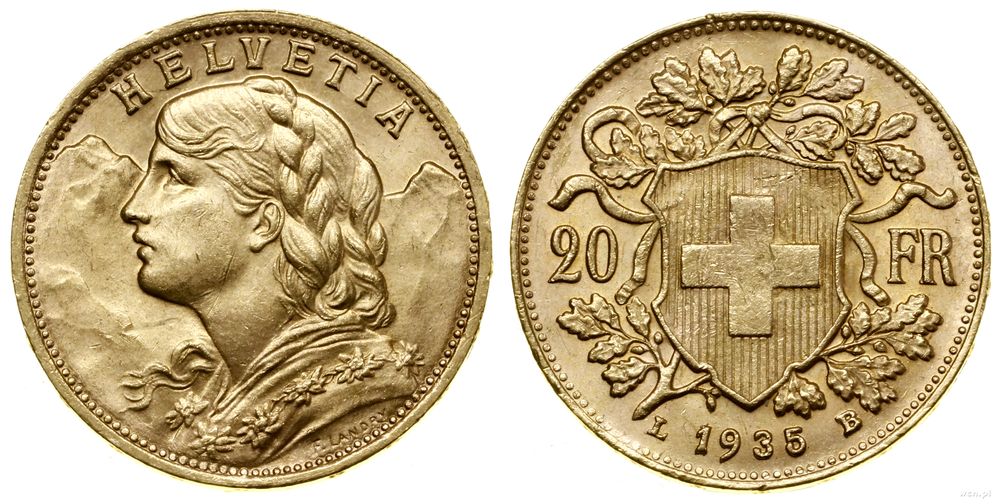 Szwajcaria, 20 franków, 1935 L-B