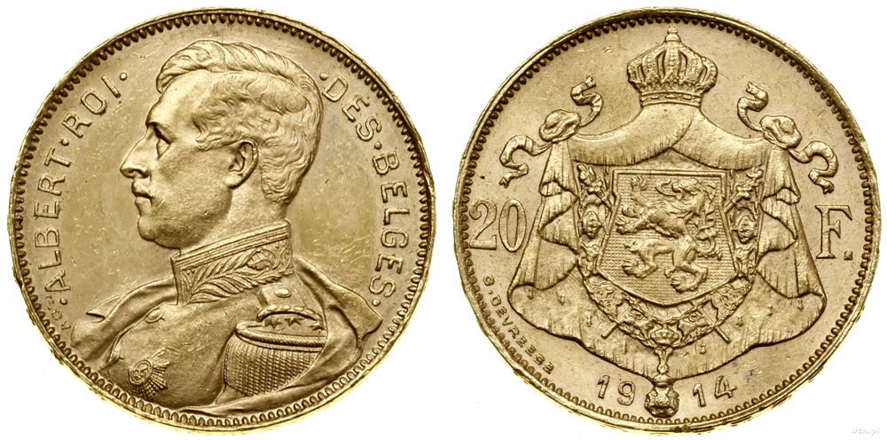 Belgia, 20 franków, 1914