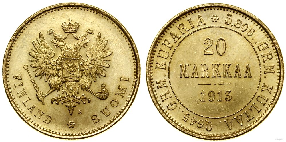 Finlandia, 20 markkaa, 1913 S