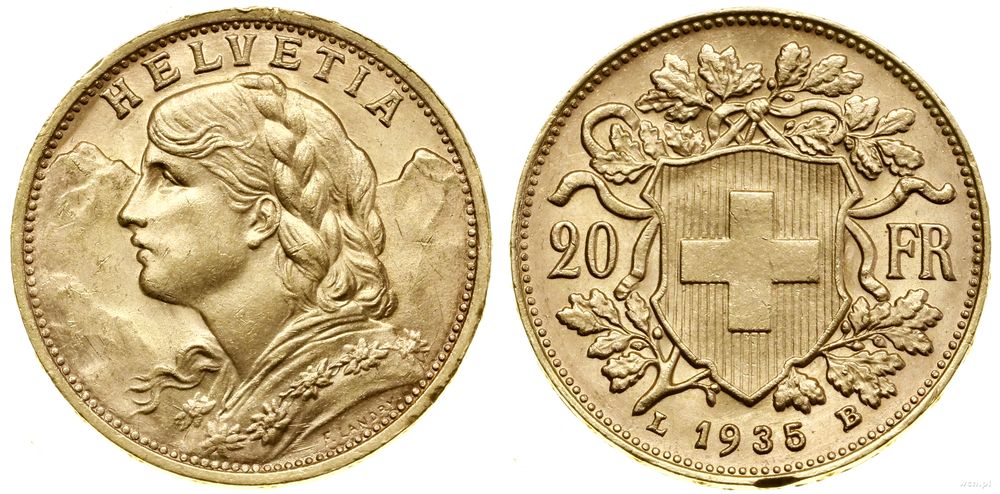 Szwajcaria, 20 franków, 1935 L-B