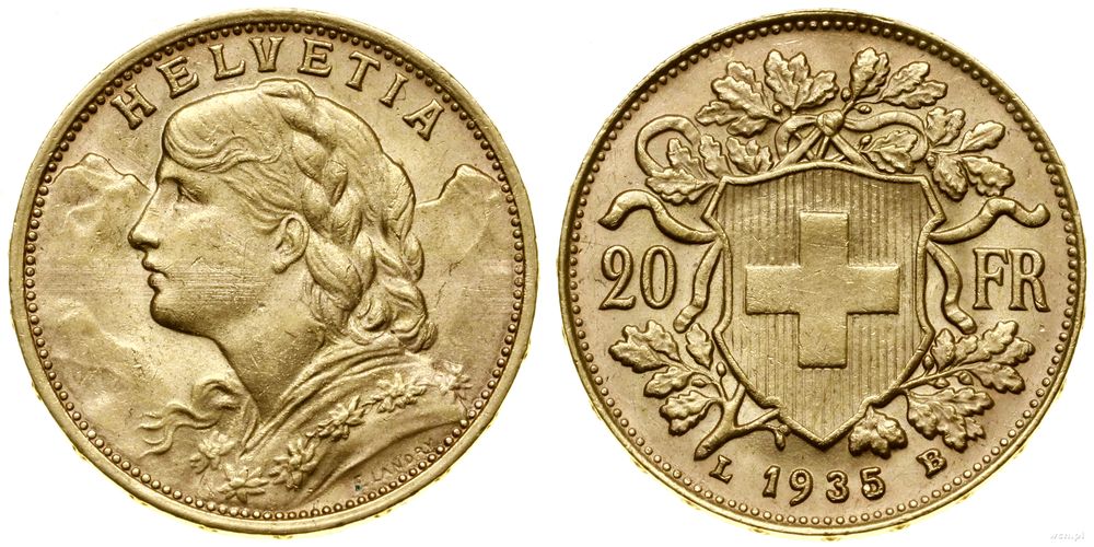 Szwajcaria, 20 franków, 1935 L-B