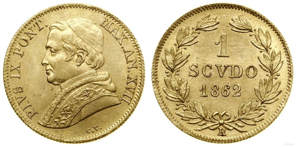 Watykan (Państwo Kościelne), 1 scudo, 1862 XVII