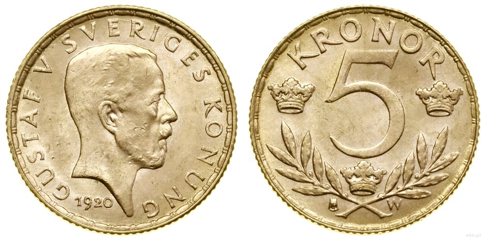 Szwecja, 5 koron, 1920